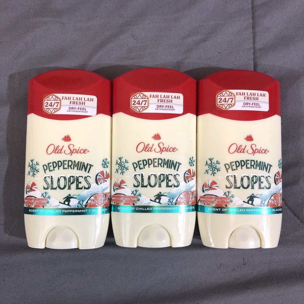 3 Old Spice PEPPERMINT SLOPES Antiperspirant Deodorant Limited Edition 2.6 oz